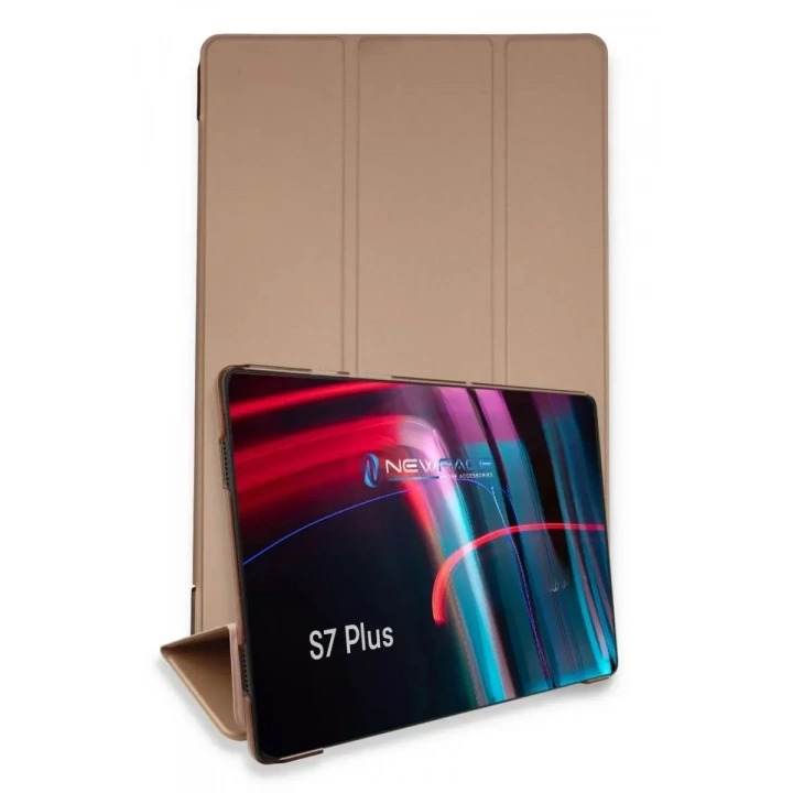 Mey İthalat®  Samsung Galaxy T970 Tab S7 Plus 12.4 Kılıf Tablet Smart Kılıf - Rose Gold