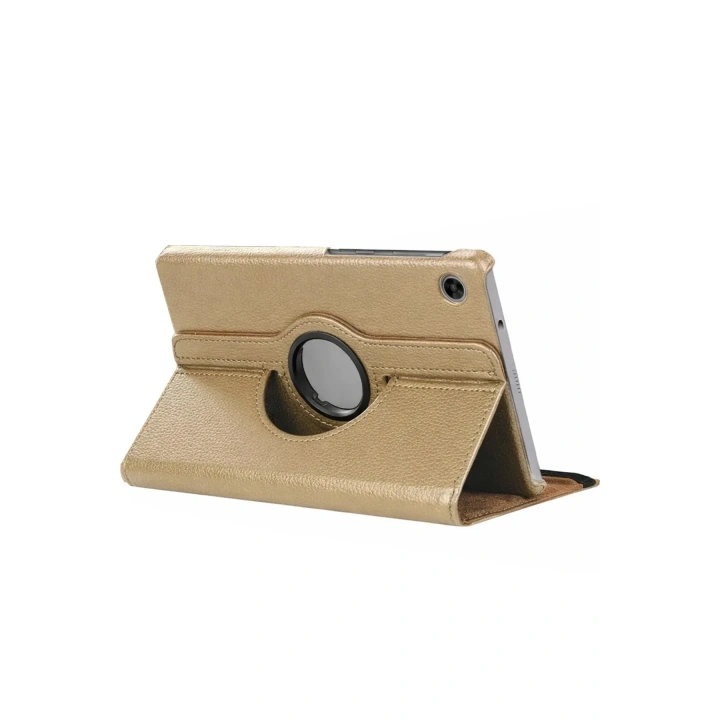Mey İthalat®  Samsung Galaxy Tab A11 360 Tablet Deri Kılıf - Gold