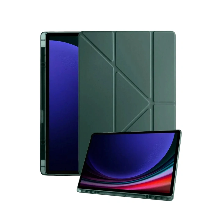 Mey İthalat®  Samsung Galaxy Tab A11 Plus Kalemlikli Mars Tablet Kılıfı - Koyu Yeşil