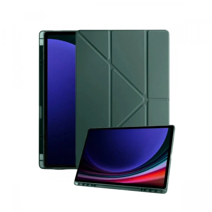 Mey İthalat®  Samsung Galaxy Tab A11 Plus Kalemlikli Mars Tablet Kılıfı - Koyu Yeşil