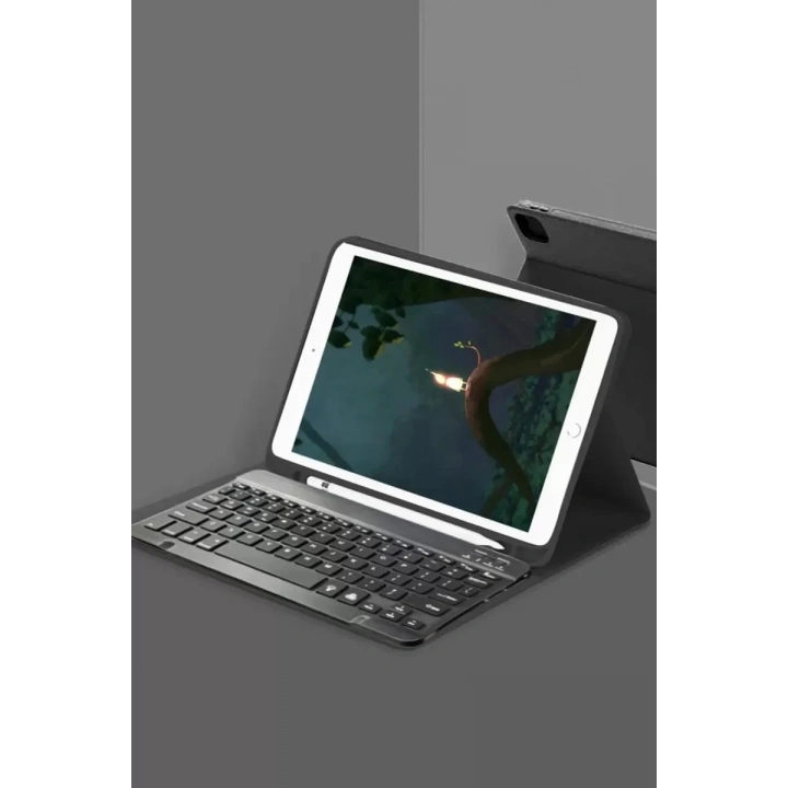 Mey İthalat®  Samsung Galaxy Tab A9 Plus Kılıf KC01 Smart Klavyeli Tablet Kılıfı - Siyah