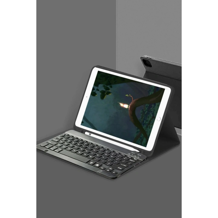 Mey İthalat®  Samsung Galaxy X200 Tab A8 10.5 Kılıf KC01 Smart Klavyeli Tablet Kılıfı - Siyah