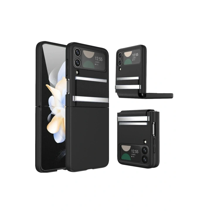 Mey İthalat®  Samsung Galaxy Z Flip 3 Kılıf Belt Flip Kapak - Siyah