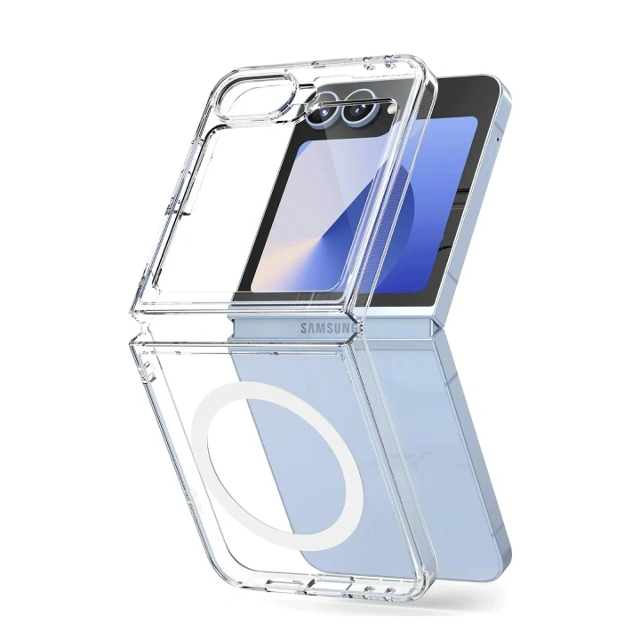 Mey İthalat®  Samsung Galaxy Z Flip 6 Kılıf Magneticsafe Şeffaf Silikon - Şeffaf