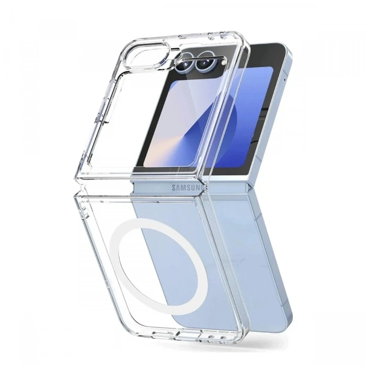 Mey İthalat®  Samsung Galaxy Z Flip 6 Kılıf Magneticsafe Şeffaf Silikon - Şeffaf