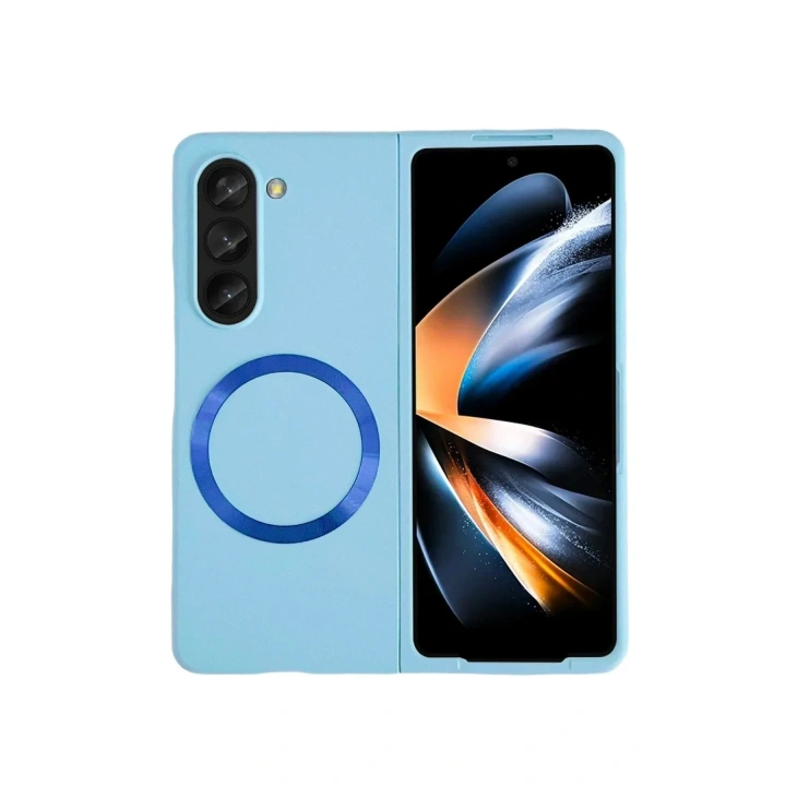 Mey İthalat®  Samsung Galaxy Z Fold 5 Kılıf Mata Fold Kapak - Sierra Blue