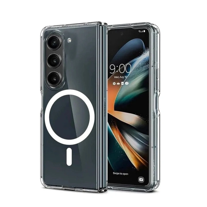 Mey İthalat®  Samsung Galaxy Z Fold 6 Kılıf Magneticsafe Şeffaf Silikon - Şeffaf
