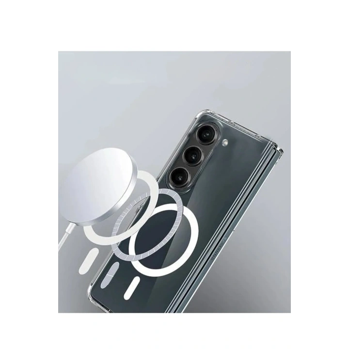 Mey İthalat®  Samsung Galaxy Z Fold 6 Kılıf Magneticsafe Şeffaf Silikon - Şeffaf
