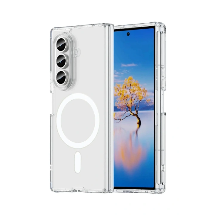 Mey İthalat®  Samsung Galaxy Z Fold 7 Kılıf Magneticsafe Şeffaf Silikon - Şeffaf