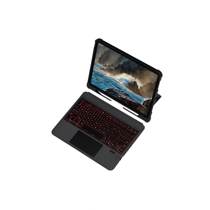 Mey İthalat®  T5209D iPad Pro 12.9 (2021) Kılıf İnter Ledli Klavyeli Tablet Kılıfı - Siyah