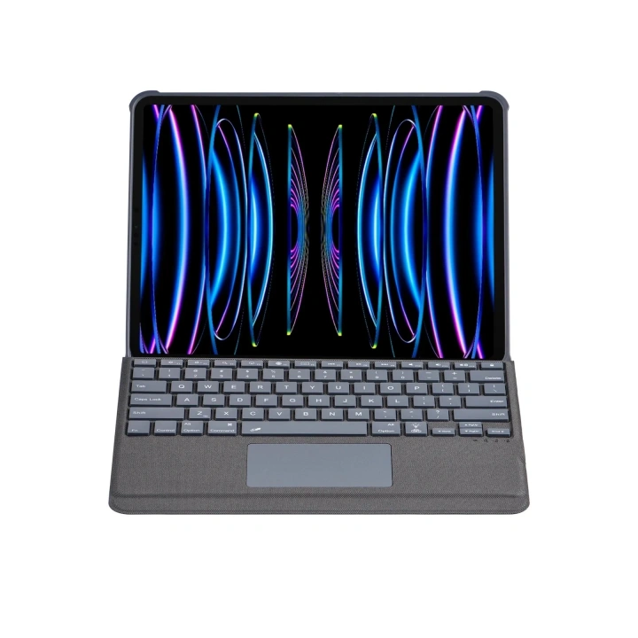 Mey İthalat®  T5509D iPad Pro 12.9 (2022) Kılıf Palermo Ledli Klavyeli Standlı Tablet Kılıfı - Siyah