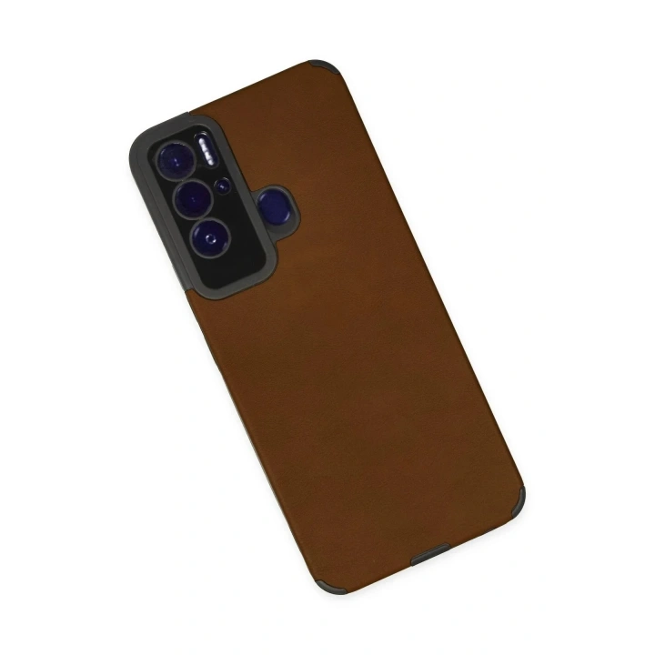 Mey İthalat®  Tecno Pova Neo Kılıf Loop Deri Silikon - Kahverengi