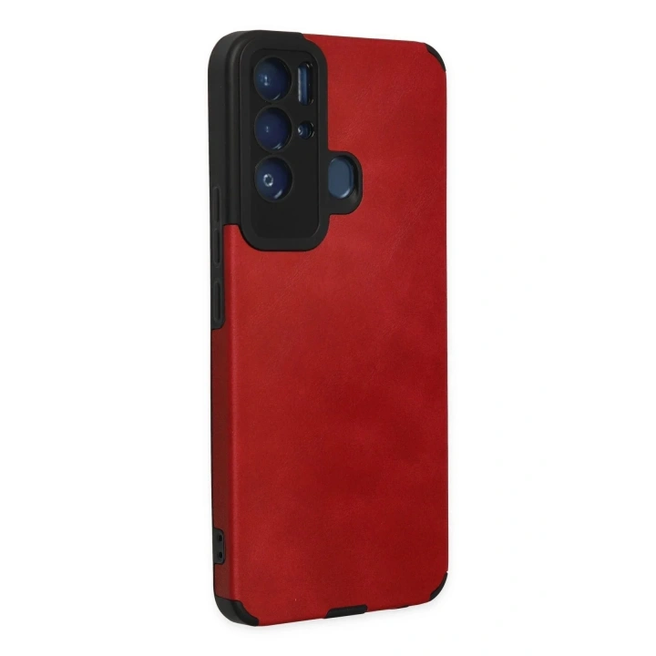 Mey İthalat®  Tecno Pova Neo Kılıf Loop Deri Silikon - Kırmızı