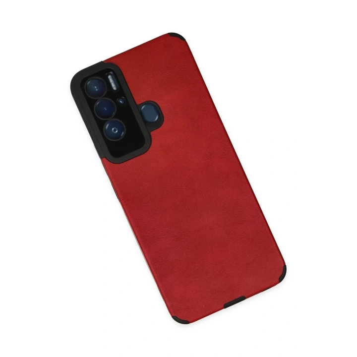 Mey İthalat®  Tecno Pova Neo Kılıf Loop Deri Silikon - Kırmızı