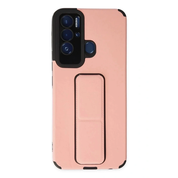 Mey İthalat®  Tecno Pova Neo Kılıf Mega Standlı Silikon - Pudra