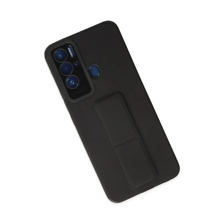 Mey İthalat®  Tecno Pova Neo Kılıf Mega Standlı Silikon - Siyah