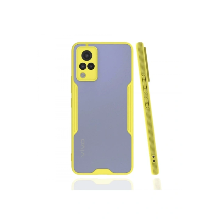Mey İthalat®  Vivo V21 Kılıf Platin Silikon - Sarı