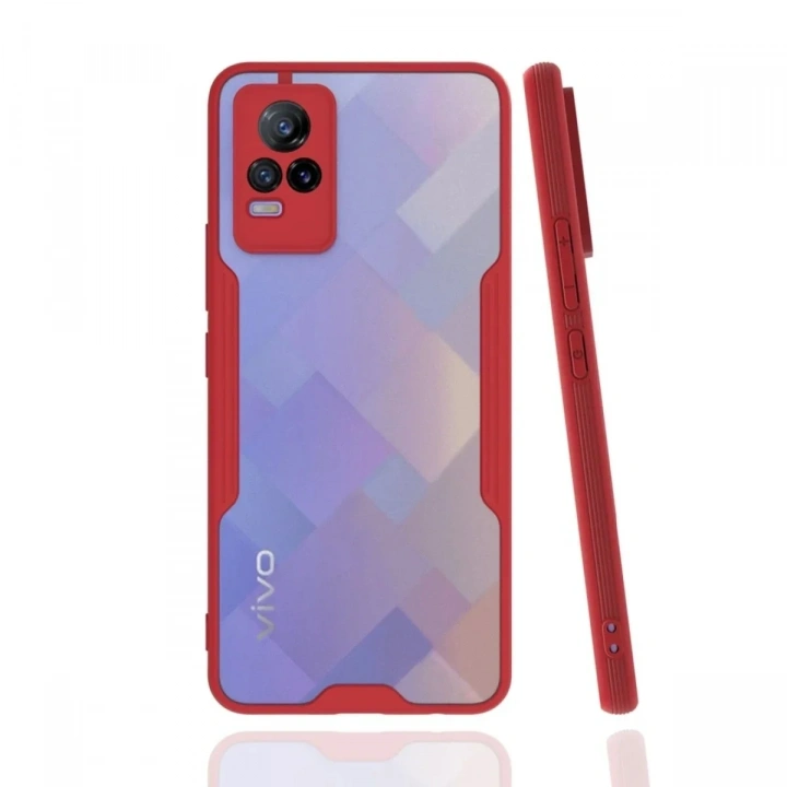 Mey İthalat®  Vivo V21e Kılıf Platin Silikon - Kırmızı