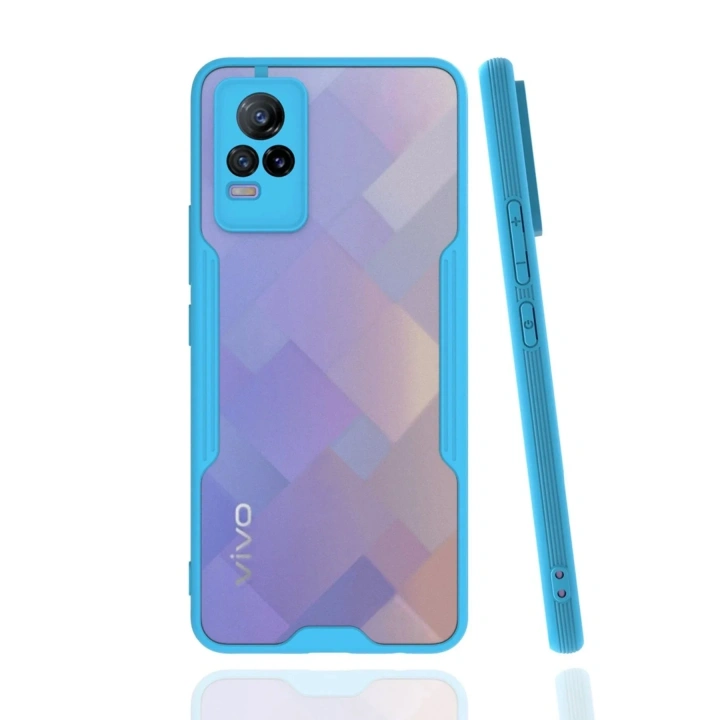 Mey İthalat®  Vivo V21e Kılıf Platin Silikon - Mavi