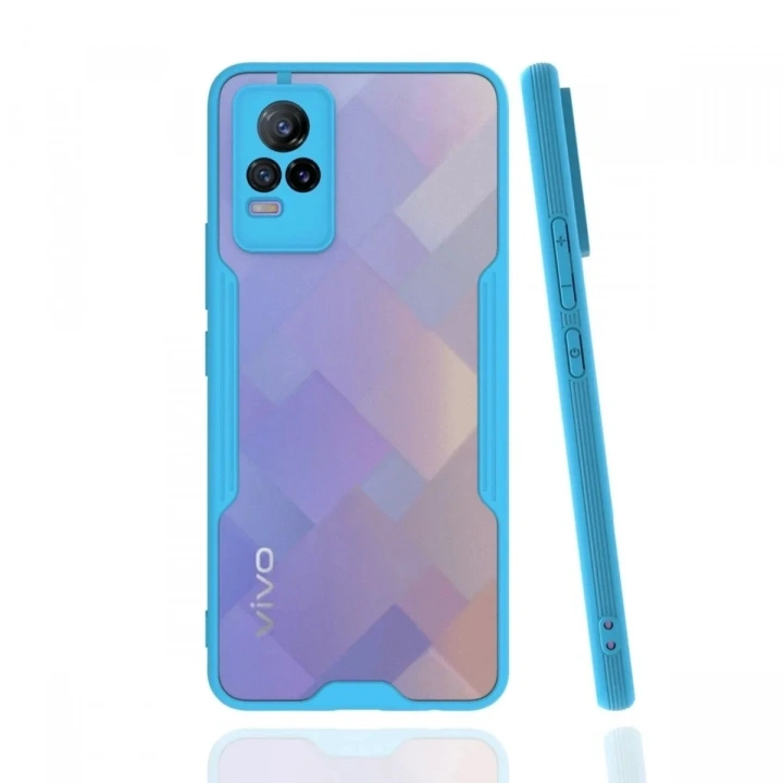 Mey İthalat®  Vivo V21e Kılıf Platin Silikon - Mavi