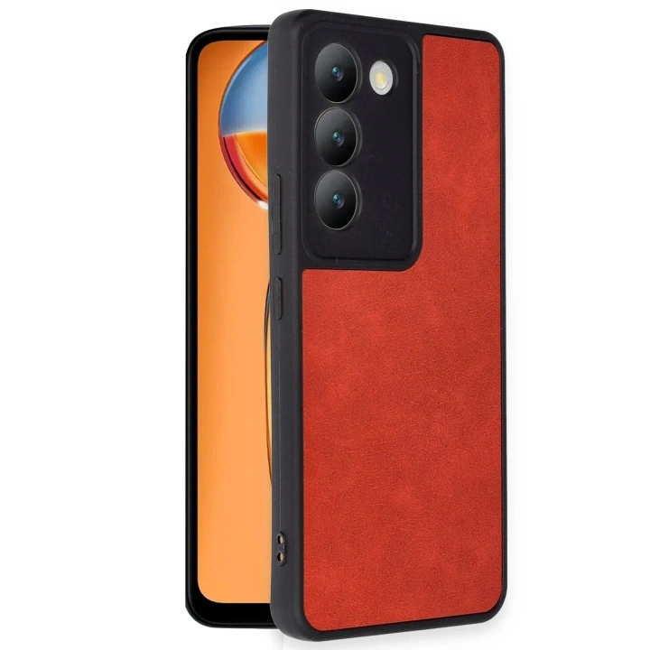 Mey İthalat®  Vivo V30 Lite 4G Kılıf Aras Deri Kapak - Kırmızı