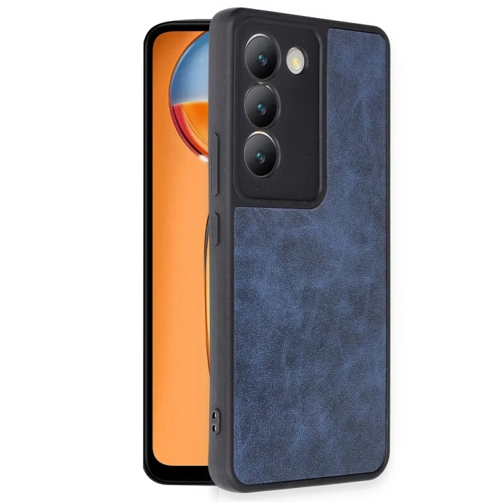 Mey İthalat®  Vivo V30 Lite 4G Kılıf Aras Deri Kapak - Lacivert