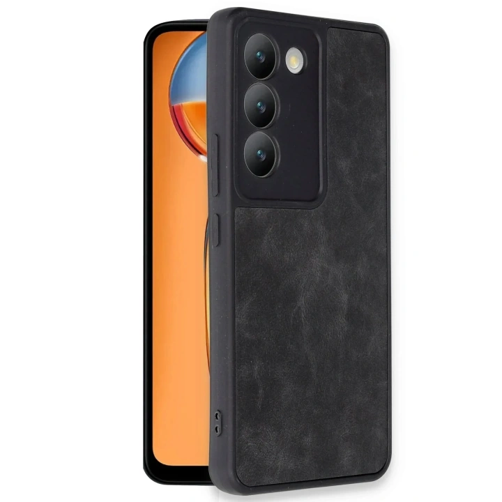 Mey İthalat®  Vivo V30 Lite 4G Kılıf Aras Deri Kapak - Siyah