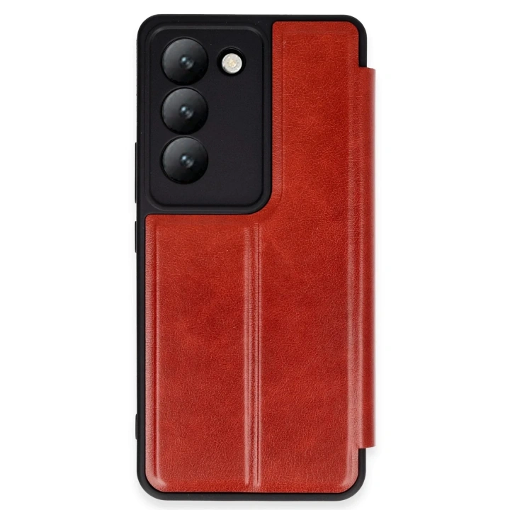 Mey İthalat®  Vivo V30 Lite 4G Kılıf Flip Cover - Kırmızı
