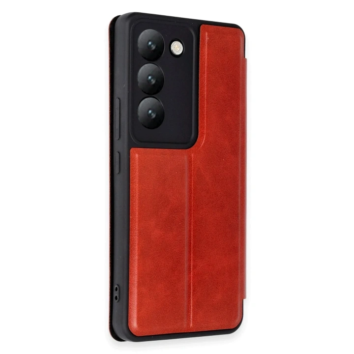 Mey İthalat®  Vivo V30 Lite 4G Kılıf Flip Cover - Kırmızı