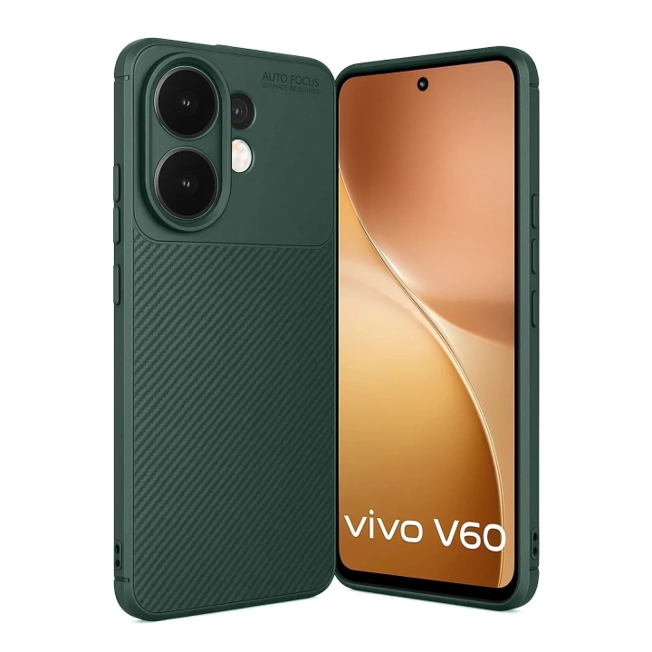 Mey İthalat®  Vivo V60 5G Auto Focus Karbon Kapak - Koyu Yeşil