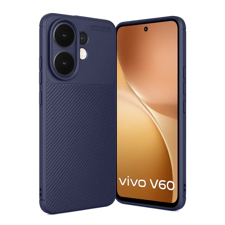 Mey İthalat®  Vivo V60 5G Auto Focus Karbon Kapak - Lacivert