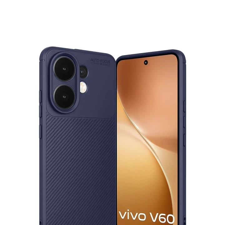 Mey İthalat®  Vivo V60 5G Auto Focus Karbon Kapak - Lacivert