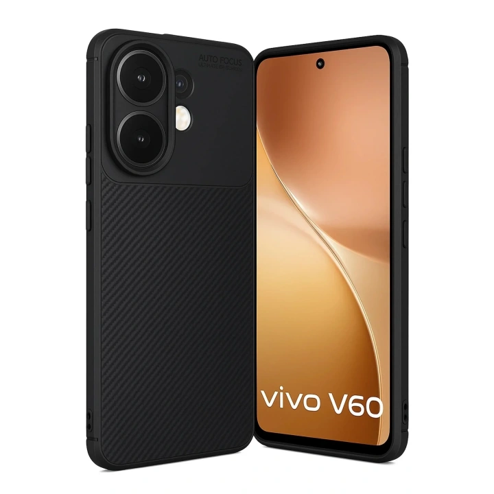 Mey İthalat®  Vivo V60 5G Auto Focus Karbon Kapak - Siyah