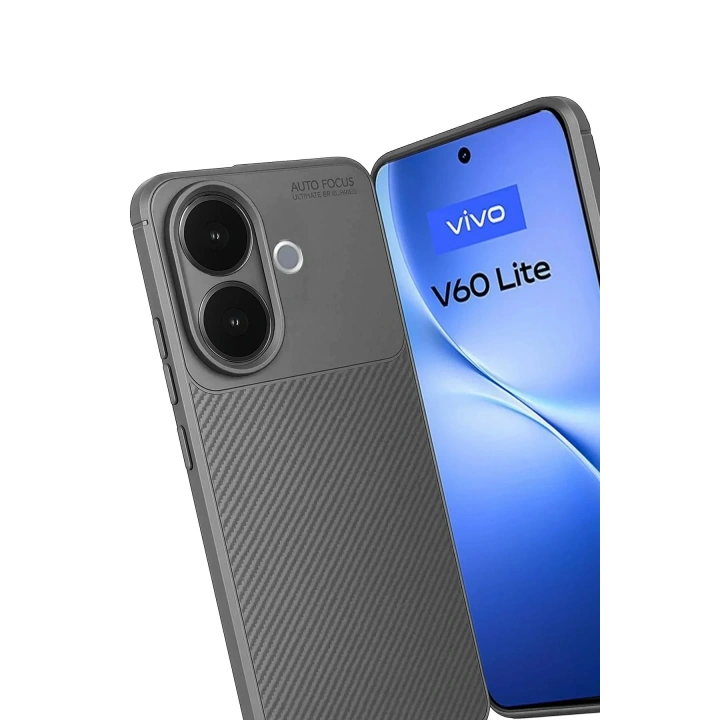 Mey İthalat®  Vivo V60 Lite Auto Focus Karbon Kapak - Gri