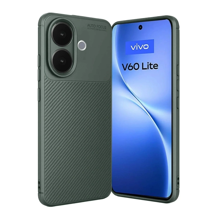 Mey İthalat®  Vivo V60 Lite Auto Focus Karbon Kapak - Koyu Yeşil