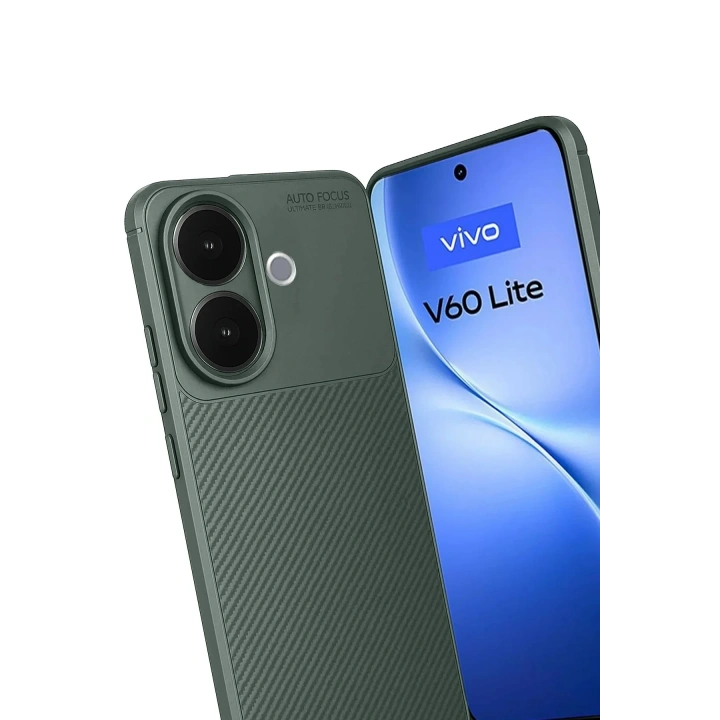 Mey İthalat®  Vivo V60 Lite Auto Focus Karbon Kapak - Koyu Yeşil