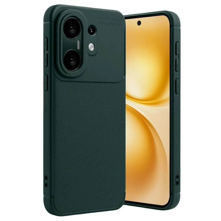 Mey İthalat®  Vivo X200 FE Auto Focus Karbon Kapak - Koyu Yeşil
