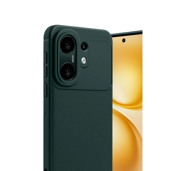 Mey İthalat®  Vivo X200 FE Auto Focus Karbon Kapak - Koyu Yeşil