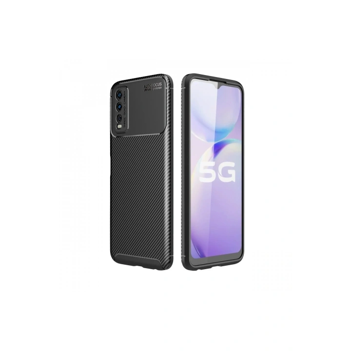 Mey İthalat®  Vivo Y11S Kılıf Auto Focus Karbon Kapak - Siyah