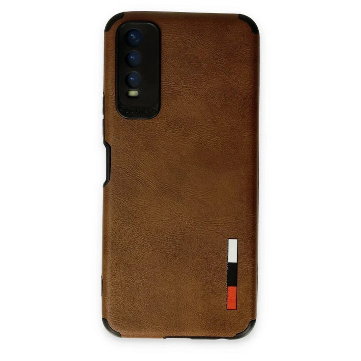 Mey İthalat®  Vivo Y11S Kılıf Loop Deri Silikon - Kahverengi