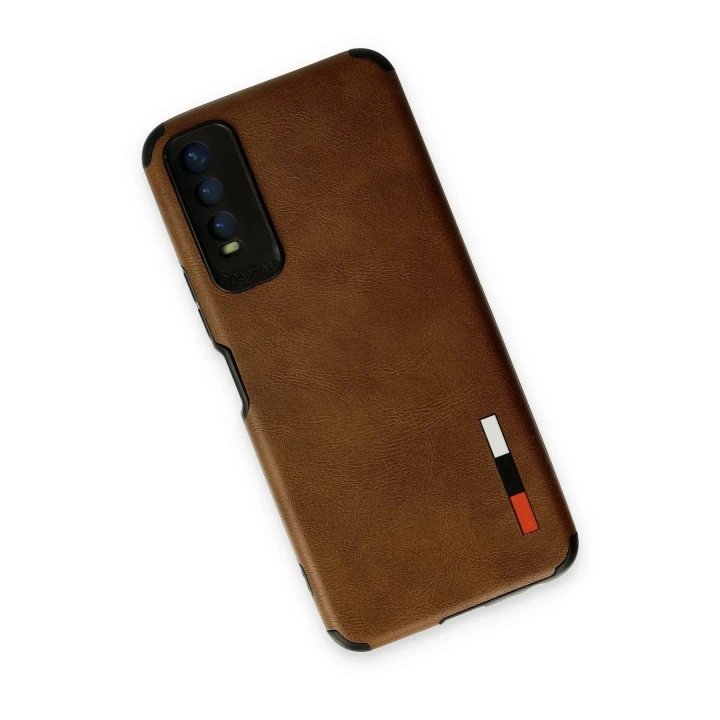 Mey İthalat®  Vivo Y11S Kılıf Loop Deri Silikon - Kahverengi