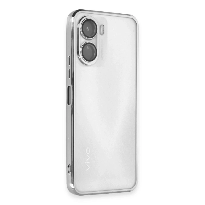 Mey İthalat®  Vivo Y16 Kılıf  Lensli Silikon - Gümüş