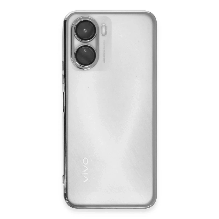 Mey İthalat®  Vivo Y16 Kılıf  Lensli Silikon - Gümüş