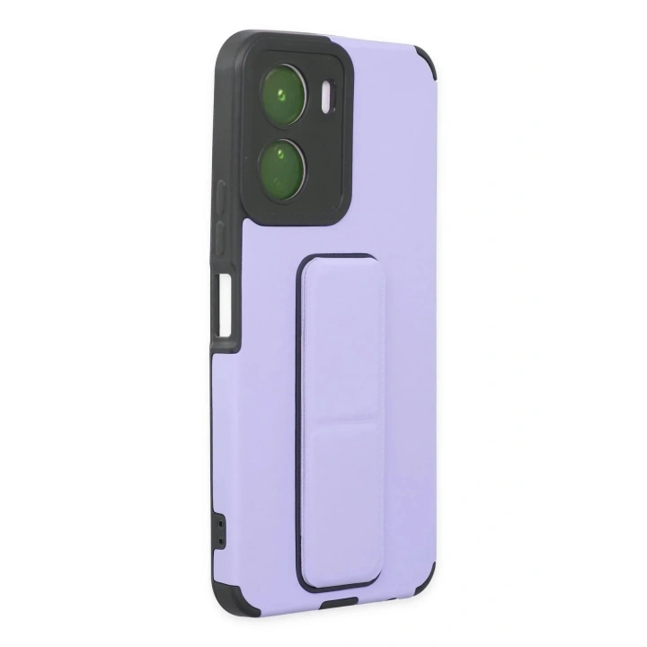Mey İthalat®  Vivo Y16 Kılıf Mega Standlı Silikon - Lila