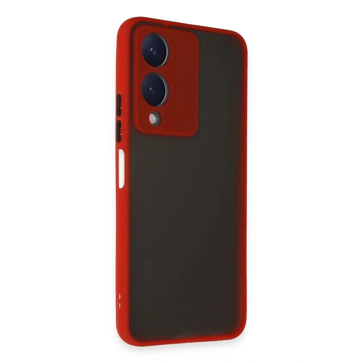 Mey İthalat®  Vivo Y17S Kılıf Montreal Silikon Kapak - Kırmızı