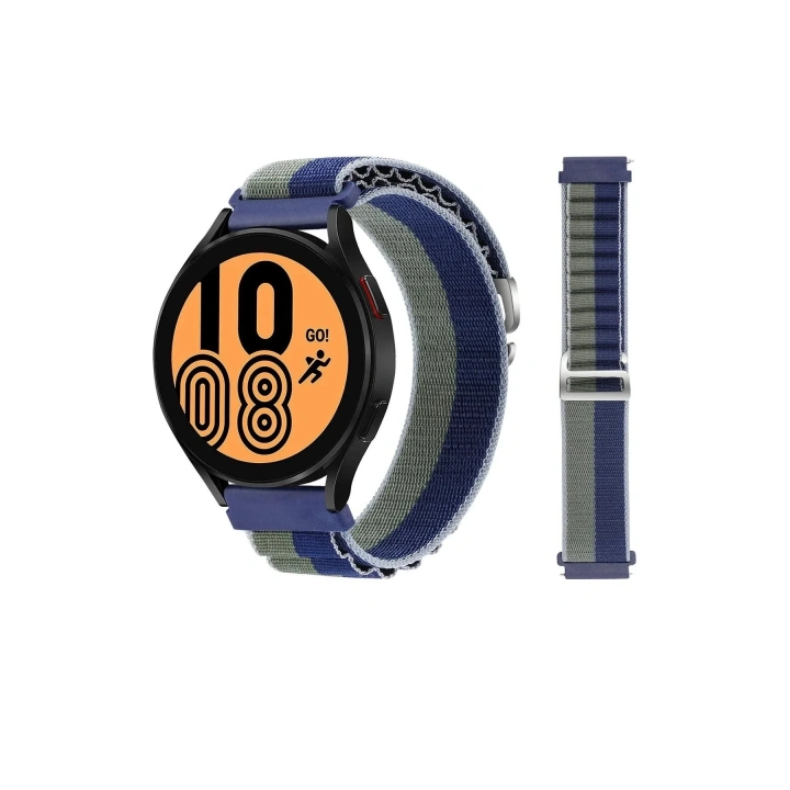 Mey İthalat®  Watch 20mm KR410 Kumaş Kordon - Lacivert-Yeşil