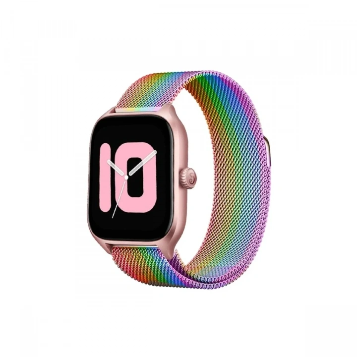 Mey İthalat®  Watch 20mm Metal Mıknatıslı Kordon - Gökkuşağı