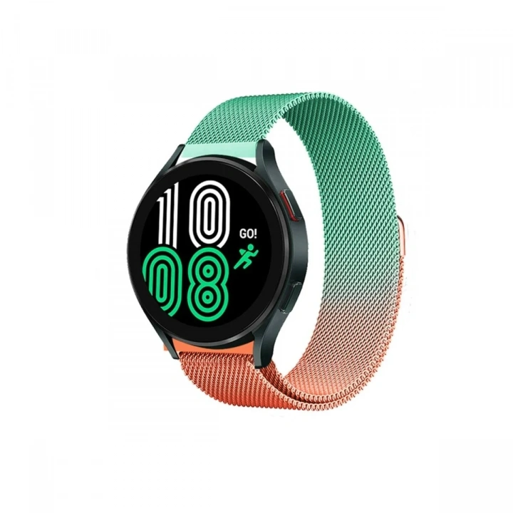 Mey İthalat®  Watch 20mm Metal Mıknatıslı Kordon - Turuncu-Yeşil