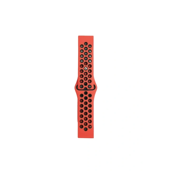 Mey İthalat®  Watch 20mm Spor Delikli Kordon - Kırmızı-Siyah