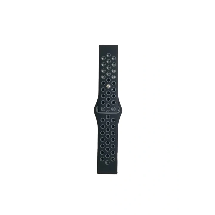 Mey İthalat®  Watch 20mm Spor Delikli Kordon - Siyah-Gri